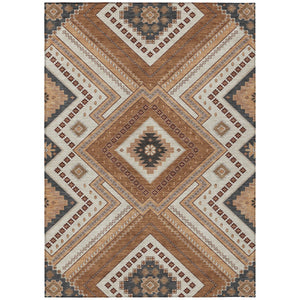 Homeroots 3' Beige Gray Ivory Tribal Washable Area Rug For Indoor Outdoor Use - Durable And Stylish Design 5' X 8' Polyester 598107