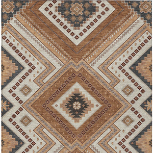 Homeroots 3' Beige Gray Ivory Tribal Washable Area Rug For Indoor Outdoor Use - Durable And Stylish Design 5' X 8' Polyester 598107