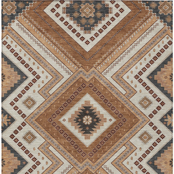 Homeroots 3' Beige Gray Ivory Tribal Washable Area Rug For Indoor Outdoor Use - Durable And Stylish Design 5' X 8' Polyester 598107