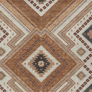 Homeroots 3' Beige Gray Ivory Tribal Washable Area Rug For Indoor Outdoor Use - Durable And Stylish Design 8' X 10' Polyester 598109