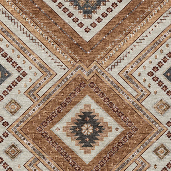 Homeroots 3' Beige Gray Ivory Tribal Washable Area Rug For Indoor Outdoor Use - Durable And Stylish Design 9' X 12' Polyester 598110