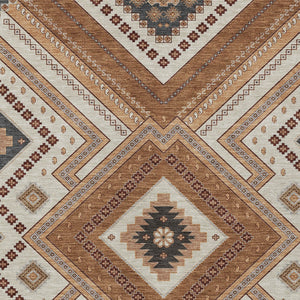 Homeroots 3' Beige Gray Ivory Tribal Washable Area Rug For Indoor Outdoor Use - Durable And Stylish Design 10' X 14' Polyester 598111