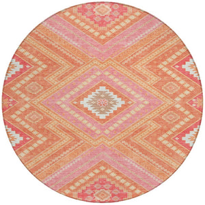 Homeroots 3' Beige Gray Ivory Tribal Washable Area Rug For Indoor Outdoor Use - Durable And Stylish Design 8' Round Polyester 598114
