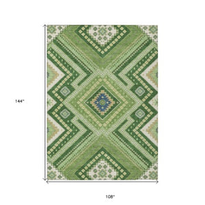 Homeroots 3' Beige Gray Ivory Tribal Washable Area Rug For Indoor Outdoor Use - Durable And Stylish Design 9' X 12' Polyester 598122