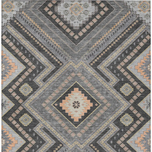 Homeroots 3' Beige Gray Ivory Tribal Washable Area Rug For Indoor Outdoor Use - Durable And Stylish Design 5' X 8' Polyester 598125