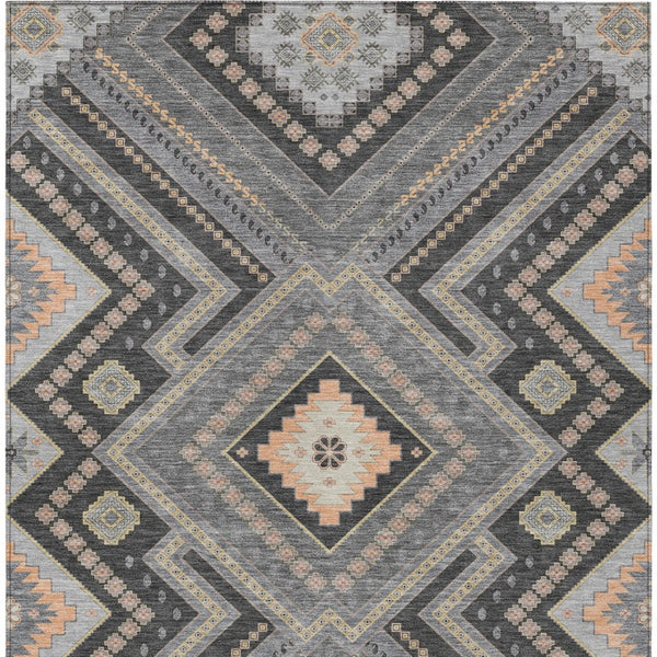 Homeroots 3' Beige Gray Ivory Tribal Washable Area Rug For Indoor Outdoor Use - Durable And Stylish Design 5' X 8' Polyester 598125