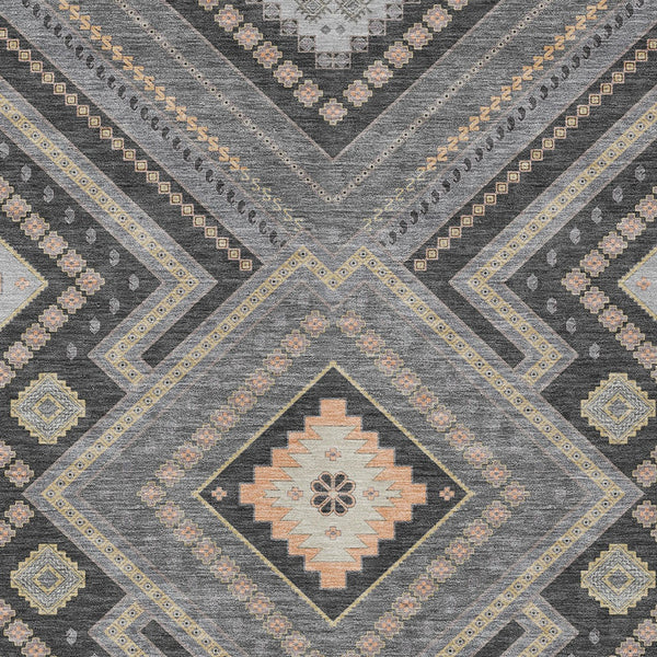 Homeroots 3' Beige Gray Ivory Tribal Washable Area Rug For Indoor Outdoor Use - Durable And Stylish Design 5' X 8' Polyester 598125