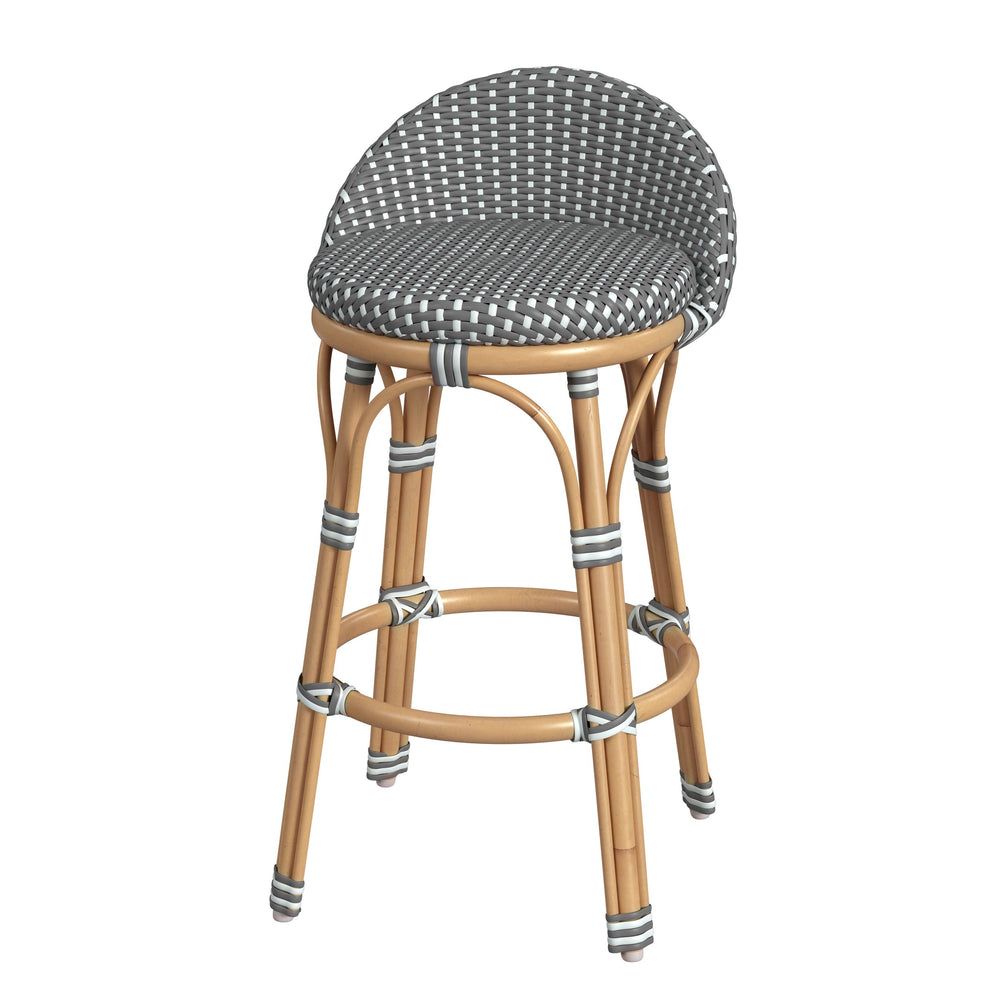 Butler Specialty Butler Inez Rattan Low Back Counter Stool - Coastal Charm & Comfort For Your Kitchen Or Bar Gray Rattan,Polyurethane Synthetic (Pe) Rattan 5981266-butler
