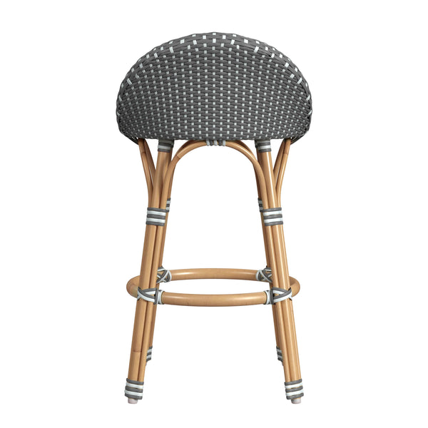 Butler Specialty Butler Inez Rattan Low Back Counter Stool - Coastal Charm & Comfort For Your Kitchen Or Bar Gray Rattan,Polyurethane Synthetic (Pe) Rattan 5981266-butler