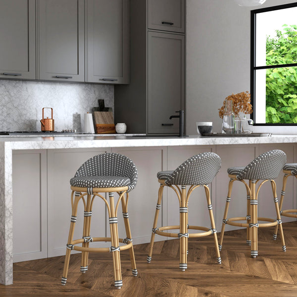 Butler Specialty Butler Inez Rattan Low Back Counter Stool - Coastal Charm & Comfort For Your Kitchen Or Bar Gray Rattan,Polyurethane Synthetic (Pe) Rattan 5981266-butler