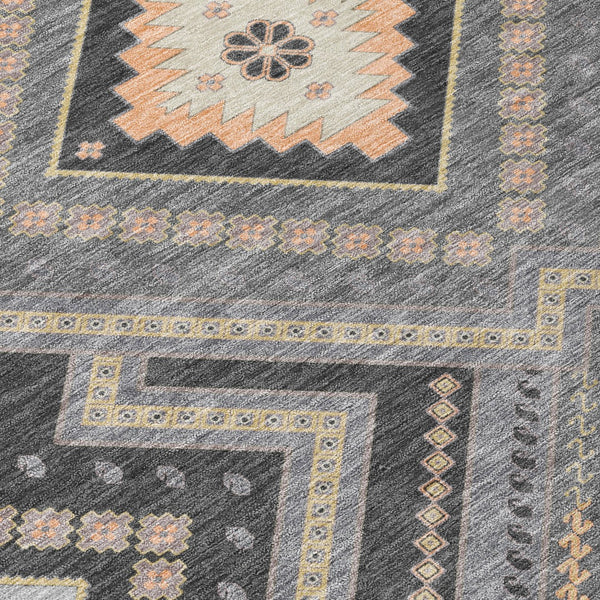 Homeroots 3' Beige Gray Ivory Tribal Washable Area Rug For Indoor Outdoor Use - Durable And Stylish Design 8' X 10' Polyester 598127