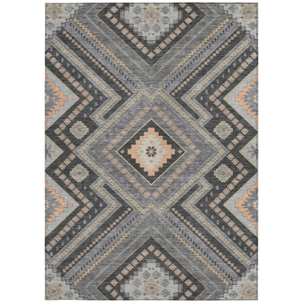 Homeroots 3' Beige Gray Ivory Tribal Washable Area Rug For Indoor Outdoor Use - Durable And Stylish Design 9' X 12' Polyester 598128