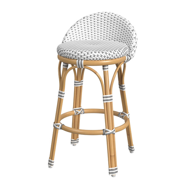 Butler Specialty Butler Inez Rattan Low Back Counter Stool - Coastal Charm & Comfort For Your Kitchen Or Bar Gray Rattan,Polyurethane Synthetic (Pe) Rattan 5981329-butler