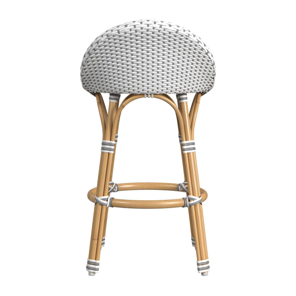 Butler Specialty Butler Inez Rattan Low Back Counter Stool - Coastal Charm & Comfort For Your Kitchen Or Bar Gray Rattan,Polyurethane Synthetic (Pe) Rattan 5981329-butler