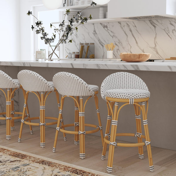 Butler Specialty Butler Inez Rattan Low Back Counter Stool - Coastal Charm & Comfort For Your Kitchen Or Bar Gray Rattan,Polyurethane Synthetic (Pe) Rattan 5981329-butler