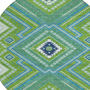 Homeroots 3' Beige Gray Ivory Tribal Washable Area Rug For Indoor Outdoor Use - Durable And Stylish Design 8' Round Polyester 598132