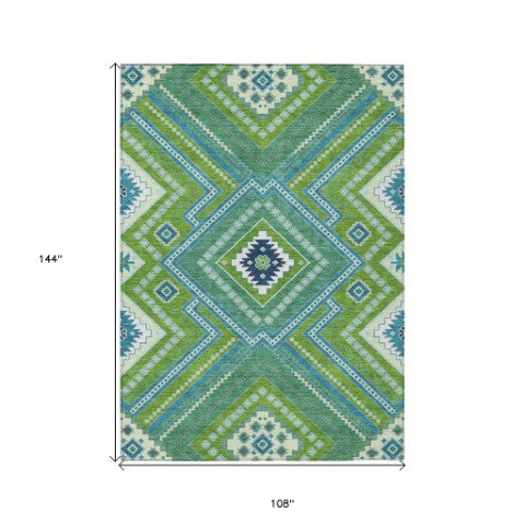 Homeroots 3' Beige Gray Ivory Tribal Washable Area Rug For Indoor Outdoor Use - Durable And Stylish Design 9' X 12' Polyester 598134