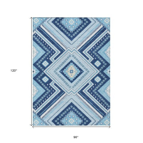 Homeroots 3' Beige Gray Ivory Tribal Washable Area Rug For Indoor Outdoor Use - Durable And Stylish Design 8' X 10' Polyester 598139