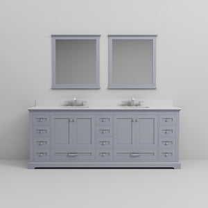 English Elm Dark Grey Double Bath Vanity 84 in. W x 22 in. D with Cultured Marble Top, Chrome Faucet & 34in Mirrors B2731S01089