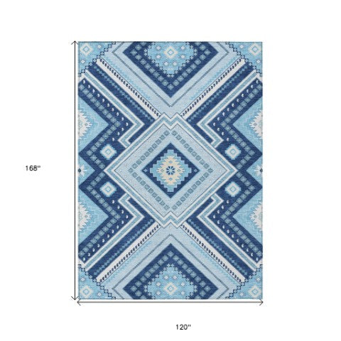 Homeroots 3' Beige Gray Ivory Tribal Washable Area Rug For Indoor Outdoor Use - Durable And Stylish Design 10' X 14' Polyester 598141