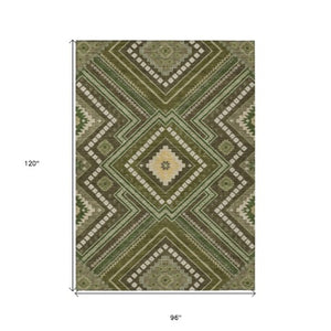 Homeroots 3' Beige Gray Ivory Tribal Washable Area Rug For Indoor Outdoor Use - Durable And Stylish Design 8' X 10' Polyester 598145