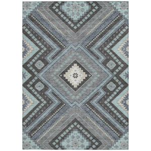 Homeroots 3' Beige Gray Ivory Tribal Washable Area Rug For Indoor Outdoor Use - Durable And Stylish Design 5' X 8' Polyester 598149