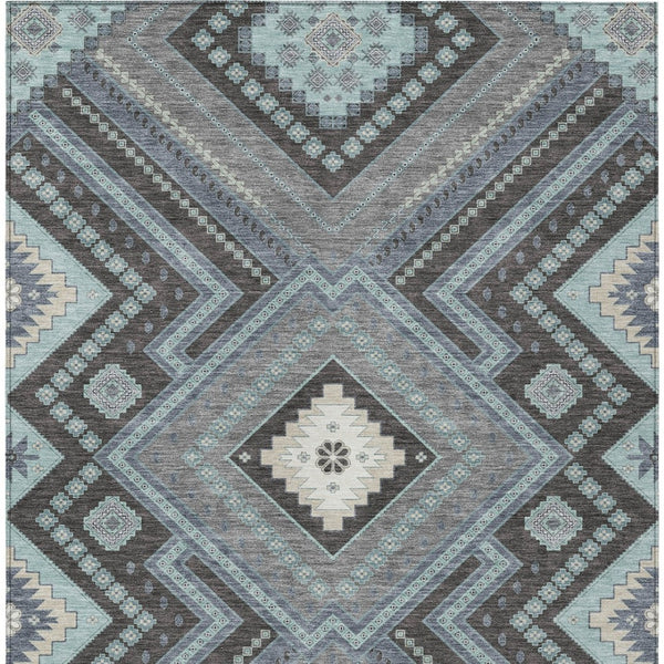 Homeroots 3' Beige Gray Ivory Tribal Washable Area Rug For Indoor Outdoor Use - Durable And Stylish Design 9' X 12' Polyester 598152