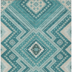 Homeroots 3' Beige Gray Ivory Tribal Washable Area Rug For Indoor Outdoor Use - Durable And Stylish Design 5' X 8' Polyester 598155