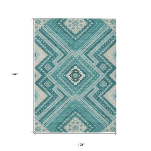 Homeroots 3' Beige Gray Ivory Tribal Washable Area Rug For Indoor Outdoor Use - Durable And Stylish Design 9' X 12' Polyester 598158