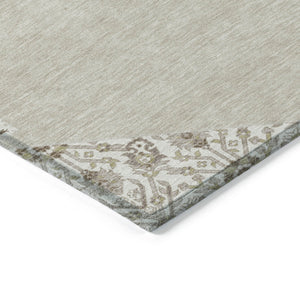 Homeroots 3' Artichoke Green Beige Ivory Oriental Washable Area Rug For Indoor Outdoor Spaces, Durable Design 8' X 10' Polyester 598169