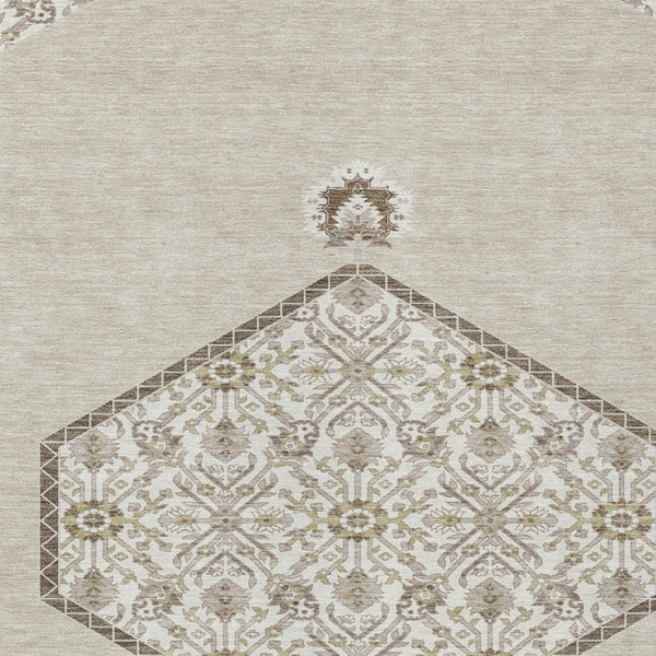 HomeRoots 9' X 12' Beige Brown & Ivory Oriental Area Rug - Durable, Washable, Indoor/Outdoor, Stylish Décor 598170