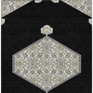 Homeroots 3' Artichoke Green Beige Ivory Oriental Washable Area Rug For Indoor Outdoor Spaces, Durable Design 3' X 5' Polyester 598172