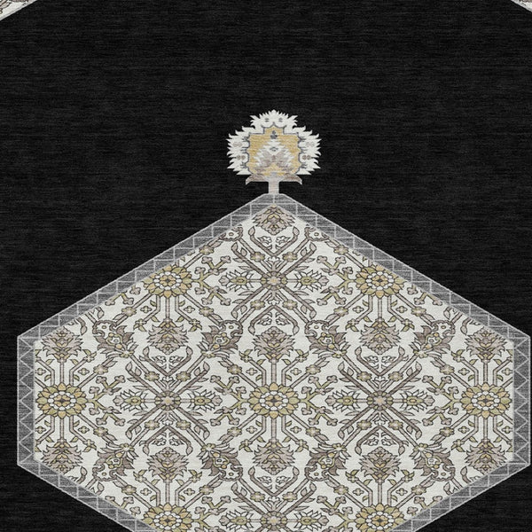 Homeroots 3' Artichoke Green Beige Ivory Oriental Washable Area Rug For Indoor Outdoor Spaces, Durable Design 3' X 5' Polyester 598172