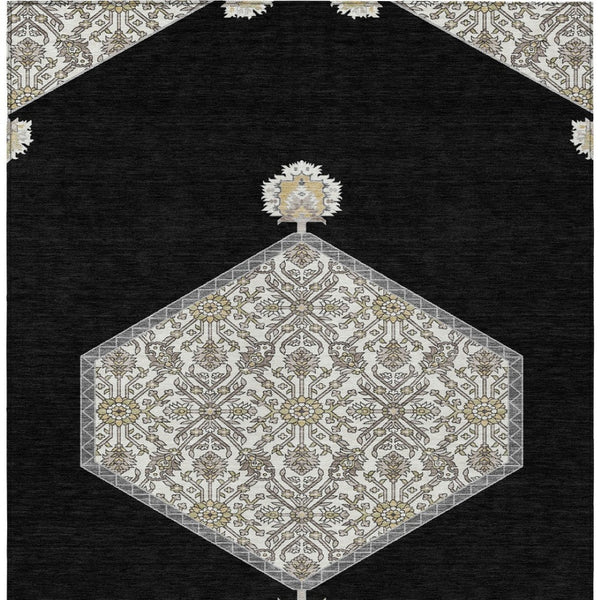 Homeroots 3' Artichoke Green Beige Ivory Oriental Washable Area Rug For Indoor Outdoor Spaces, Durable Design 8' X 10' Polyester 598175