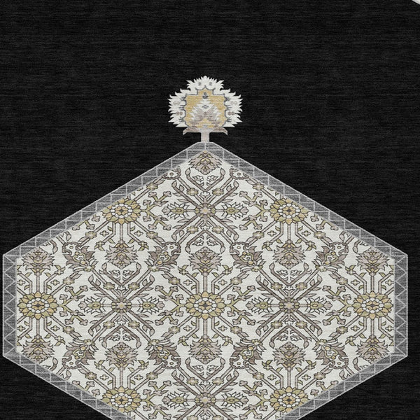 Homeroots 3' Artichoke Green Beige Ivory Oriental Washable Area Rug For Indoor Outdoor Spaces, Durable Design 8' X 10' Polyester 598175