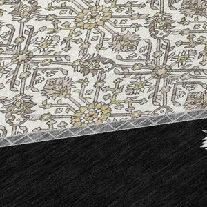 Homeroots 3' Artichoke Green Beige Ivory Oriental Washable Area Rug For Indoor Outdoor Spaces, Durable Design 8' X 10' Polyester 598175