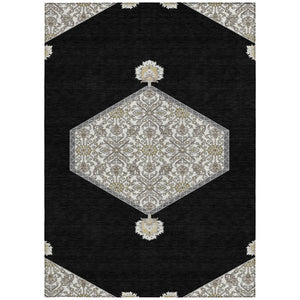 Homeroots 3' Artichoke Green Beige Ivory Oriental Washable Area Rug For Indoor Outdoor Spaces, Durable Design 9' X 12' Polyester 598176