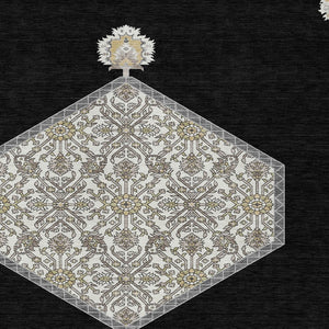 Homeroots 3' Artichoke Green Beige Ivory Oriental Washable Area Rug For Indoor Outdoor Spaces, Durable Design 9' X 12' Polyester 598176