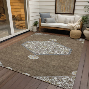 Homeroots 3' Artichoke Green Beige Ivory Oriental Washable Area Rug For Indoor Outdoor Spaces, Durable Design 3' X 5' Polyester 598178