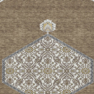 Homeroots 3' Artichoke Green Beige Ivory Oriental Washable Area Rug For Indoor Outdoor Spaces, Durable Design 3' X 5' Polyester 598178