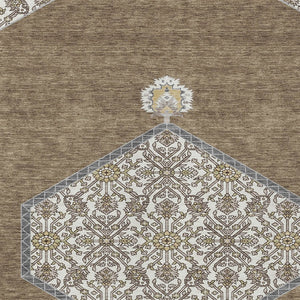 Homeroots 3' Artichoke Green Beige Ivory Oriental Washable Area Rug For Indoor Outdoor Spaces, Durable Design 10' X 14' Polyester 598183
