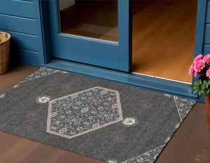 Homeroots 3' Artichoke Green Beige Ivory Oriental Washable Area Rug For Indoor Outdoor Spaces, Durable Design 3' X 5' Polyester 598184