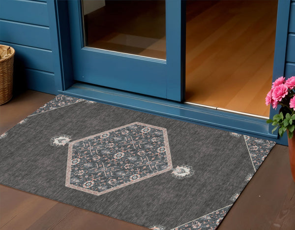 Homeroots 3' Artichoke Green Beige Ivory Oriental Washable Area Rug For Indoor Outdoor Spaces, Durable Design 3' X 5' Polyester 598184