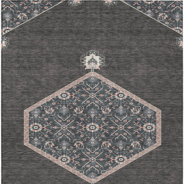 Homeroots 3' Artichoke Green Beige Ivory Oriental Washable Area Rug For Indoor Outdoor Spaces, Durable Design 5' X 8' Polyester 598185