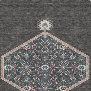 Homeroots 3' Artichoke Green Beige Ivory Oriental Washable Area Rug For Indoor Outdoor Spaces, Durable Design 5' X 8' Polyester 598185