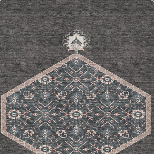Homeroots 3' Artichoke Green Beige Ivory Oriental Washable Area Rug For Indoor Outdoor Spaces, Durable Design 5' X 8' Polyester 598185