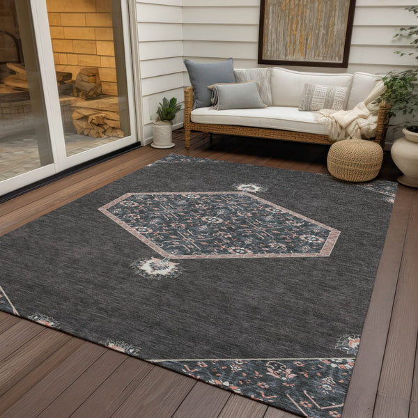 Homeroots 3' Artichoke Green Beige Ivory Oriental Washable Area Rug For Indoor Outdoor Spaces, Durable Design 9' X 12' Polyester 598188