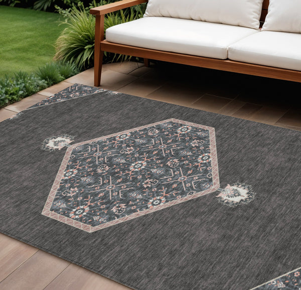 Homeroots 3' Artichoke Green Beige Ivory Oriental Washable Area Rug For Indoor Outdoor Spaces, Durable Design 10' X 14' Polyester 598189