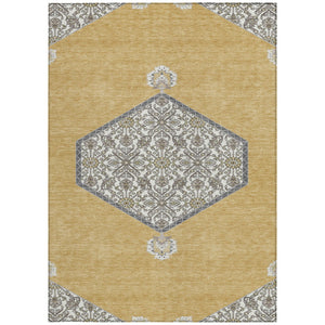 Homeroots 3' Artichoke Green Beige Ivory Oriental Washable Area Rug For Indoor Outdoor Spaces, Durable Design 3' X 5' Polyester 598196