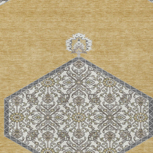 Homeroots 3' Artichoke Green Beige Ivory Oriental Washable Area Rug For Indoor Outdoor Spaces, Durable Design 3' X 5' Polyester 598196